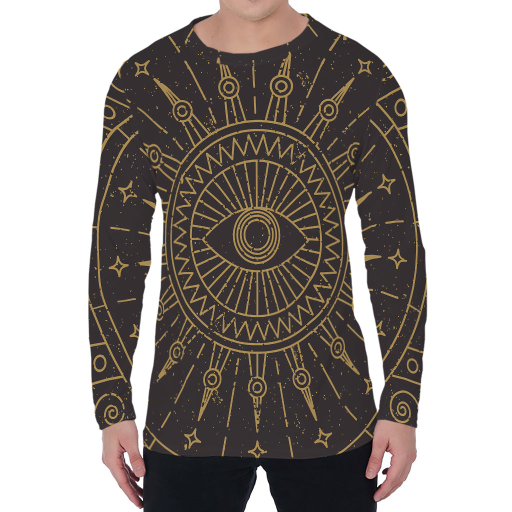 Sun All Seeing Eye Print Men's Long Sleeve T-Shirt