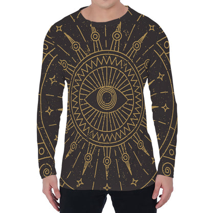 Sun All Seeing Eye Print Men's Long Sleeve T-Shirt