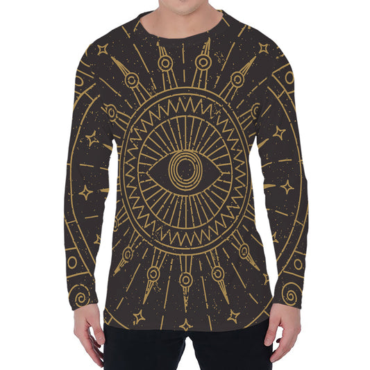 Sun All Seeing Eye Print Men's Long Sleeve T-Shirt