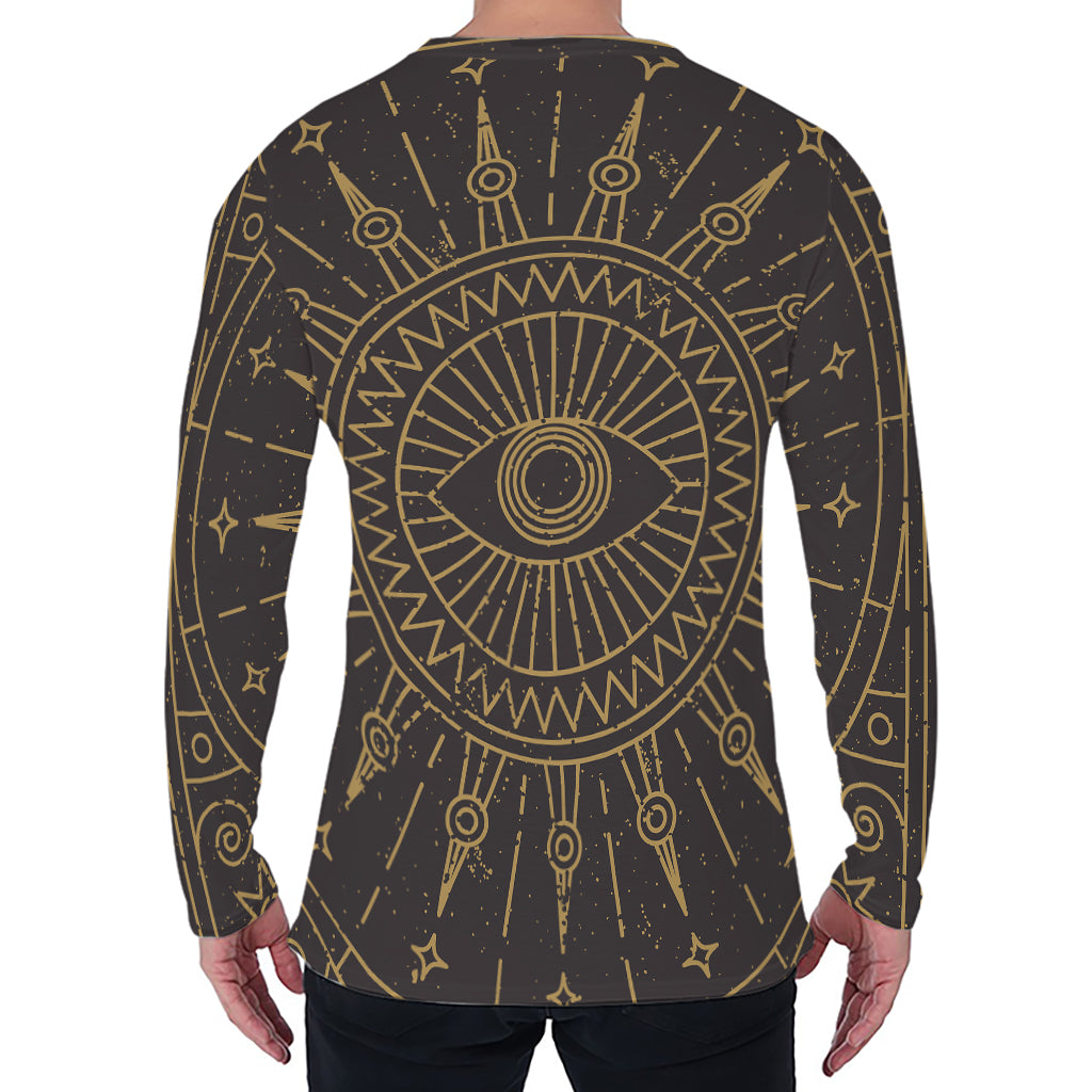 Sun All Seeing Eye Print Men's Long Sleeve T-Shirt