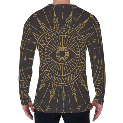 Sun All Seeing Eye Print Men's Long Sleeve T-Shirt