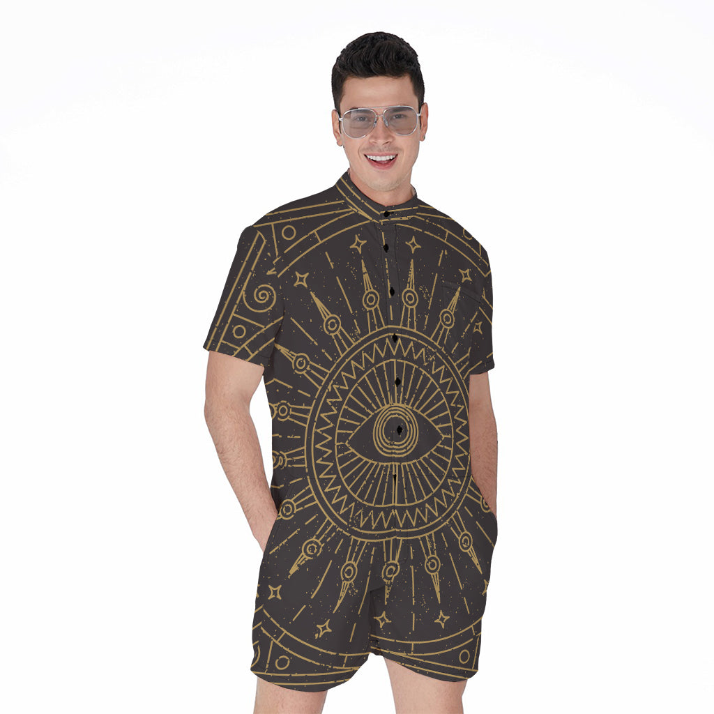 Sun All Seeing Eye Print Men's Rompers