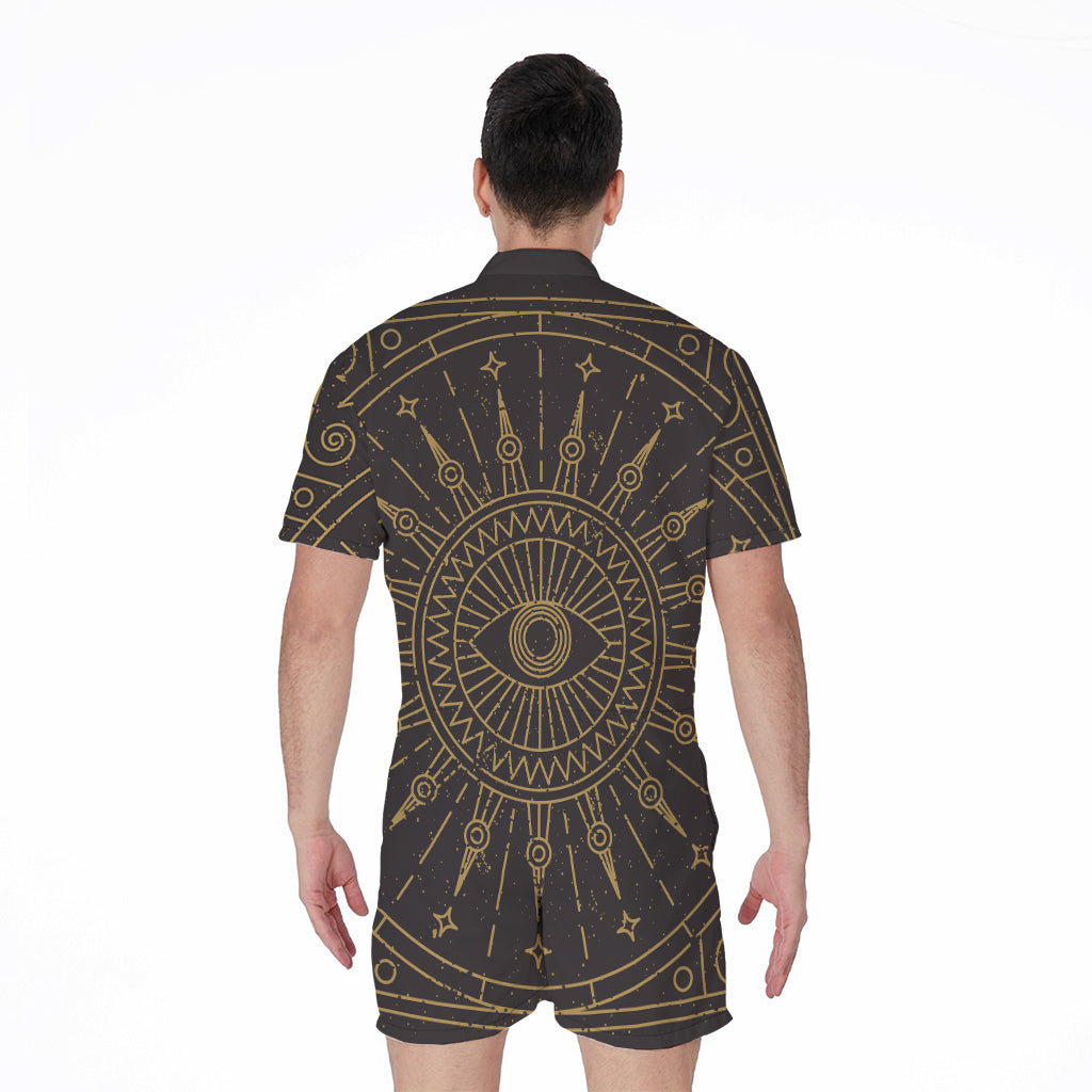 Sun All Seeing Eye Print Men's Rompers