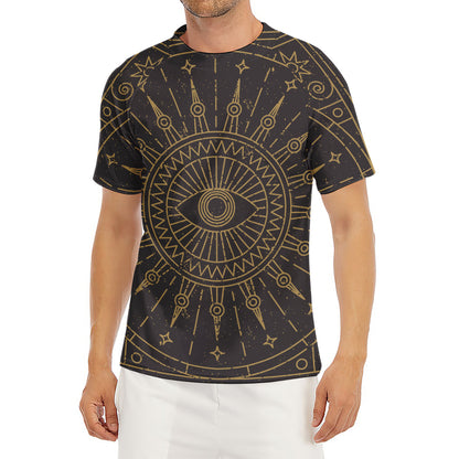 Sun All Seeing Eye Print Men's Short Sleeve Rash Guard