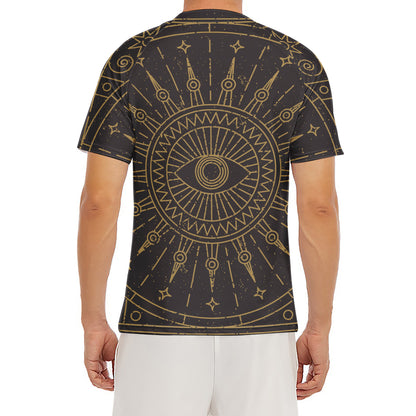 Sun All Seeing Eye Print Men's Short Sleeve Rash Guard