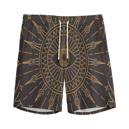 Sun All Seeing Eye Print Men's Sports Shorts