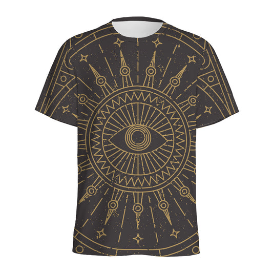 Sun All Seeing Eye Print Men's Sports T-Shirt