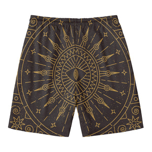 Sun All Seeing Eye Print Men's Swim Trunks