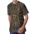 Sun All Seeing Eye Print Men's Velvet T-Shirt