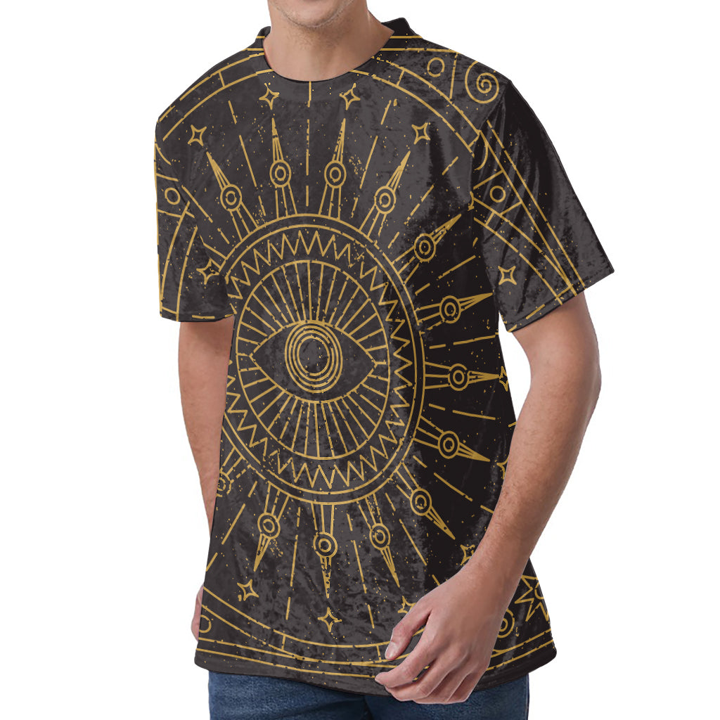 Sun All Seeing Eye Print Men's Velvet T-Shirt