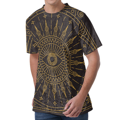 Sun All Seeing Eye Print Men's Velvet T-Shirt