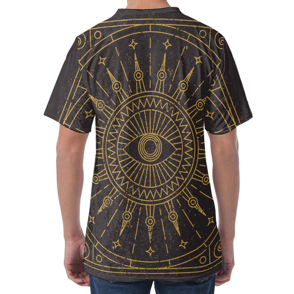 Sun All Seeing Eye Print Men's Velvet T-Shirt