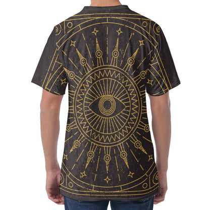 Sun All Seeing Eye Print Men's Velvet T-Shirt