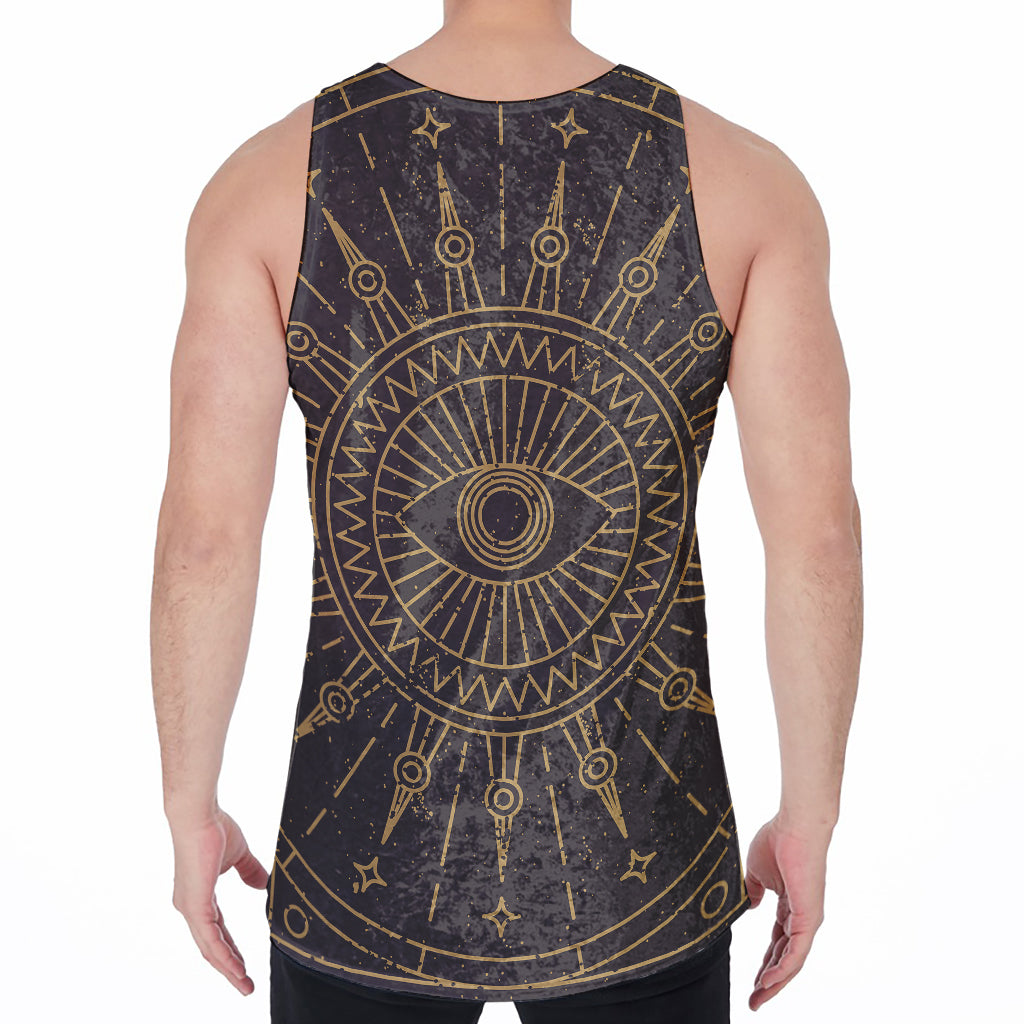 Sun All Seeing Eye Print Men's Velvet Tank Top