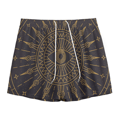 Sun All Seeing Eye Print Mesh Shorts