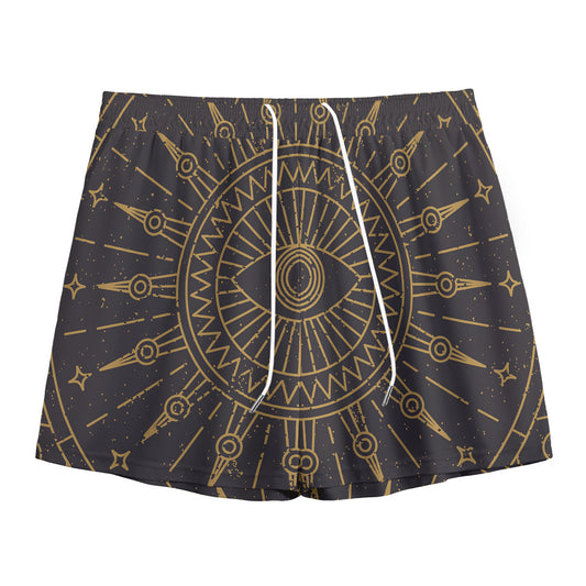Sun All Seeing Eye Print Mesh Shorts