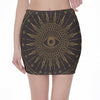 Sun All Seeing Eye Print Pencil Mini Skirt