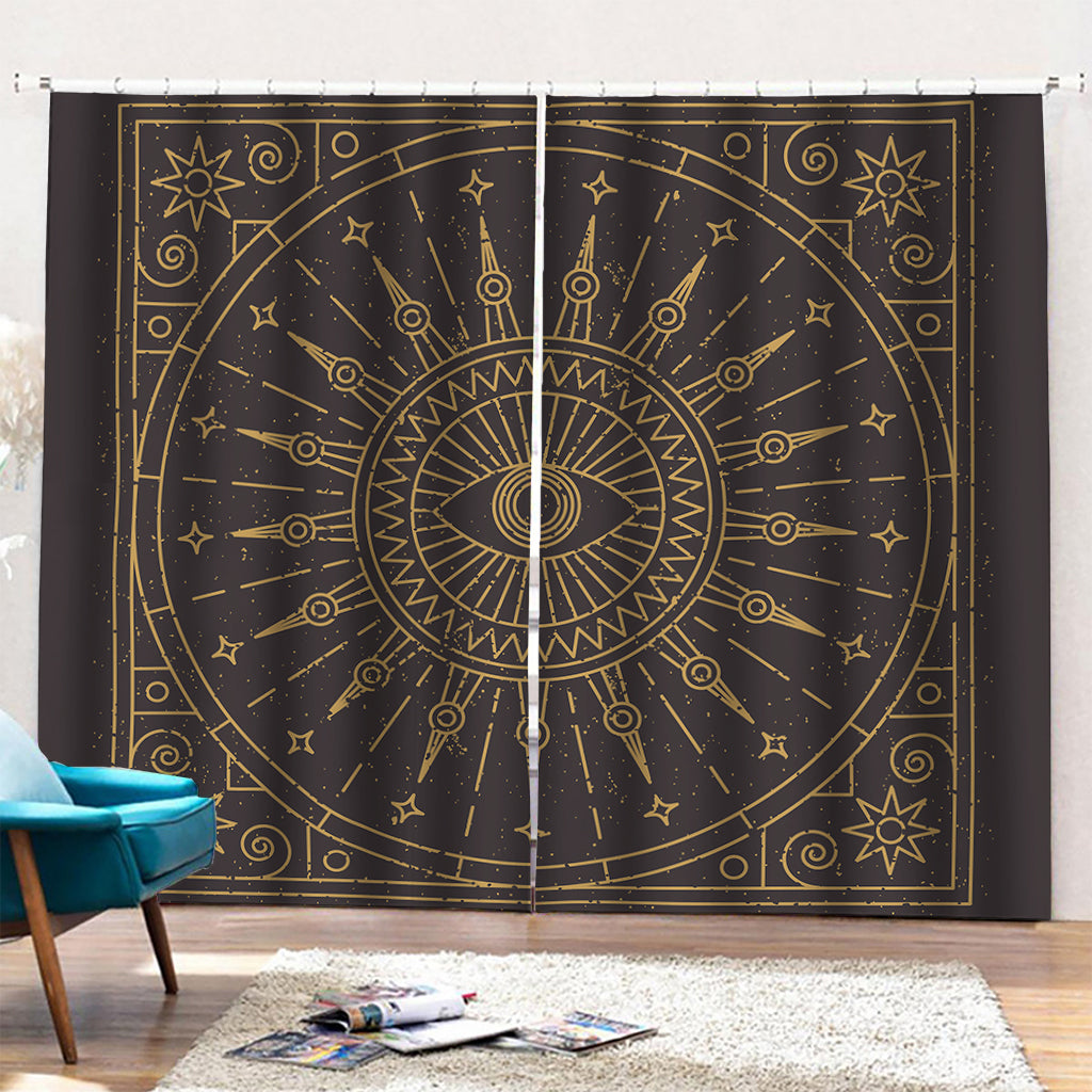 Sun All Seeing Eye Print Pencil Pleat Curtains