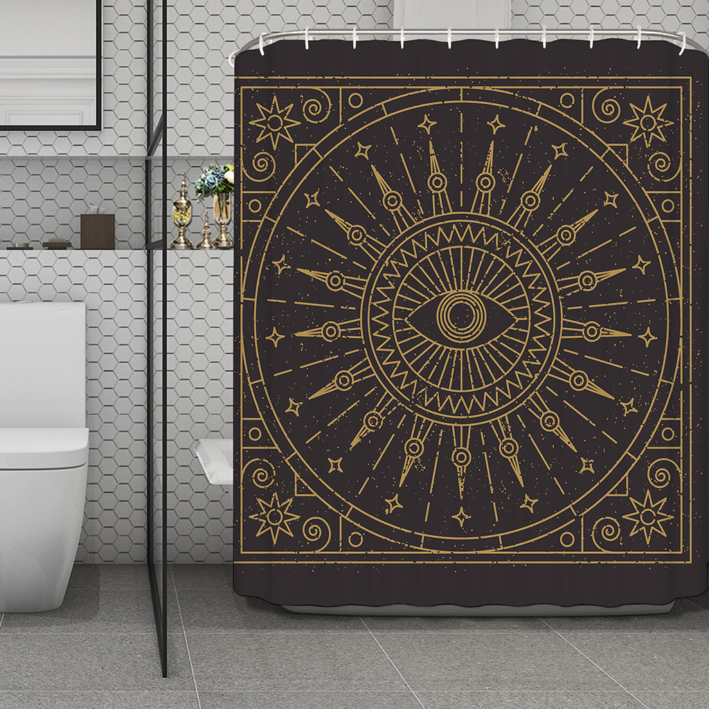 Sun All Seeing Eye Print Polyester Shower Curtain