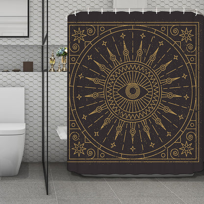 Sun All Seeing Eye Print Polyester Shower Curtain
