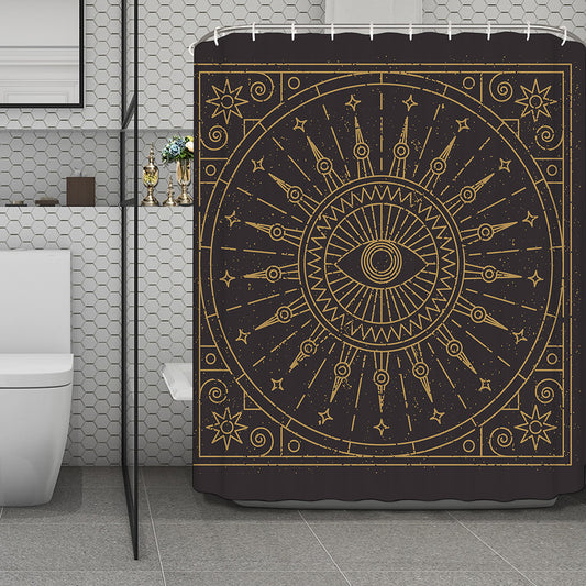 Sun All Seeing Eye Print Polyester Shower Curtain