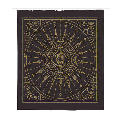 Sun All Seeing Eye Print Polyester Shower Curtain