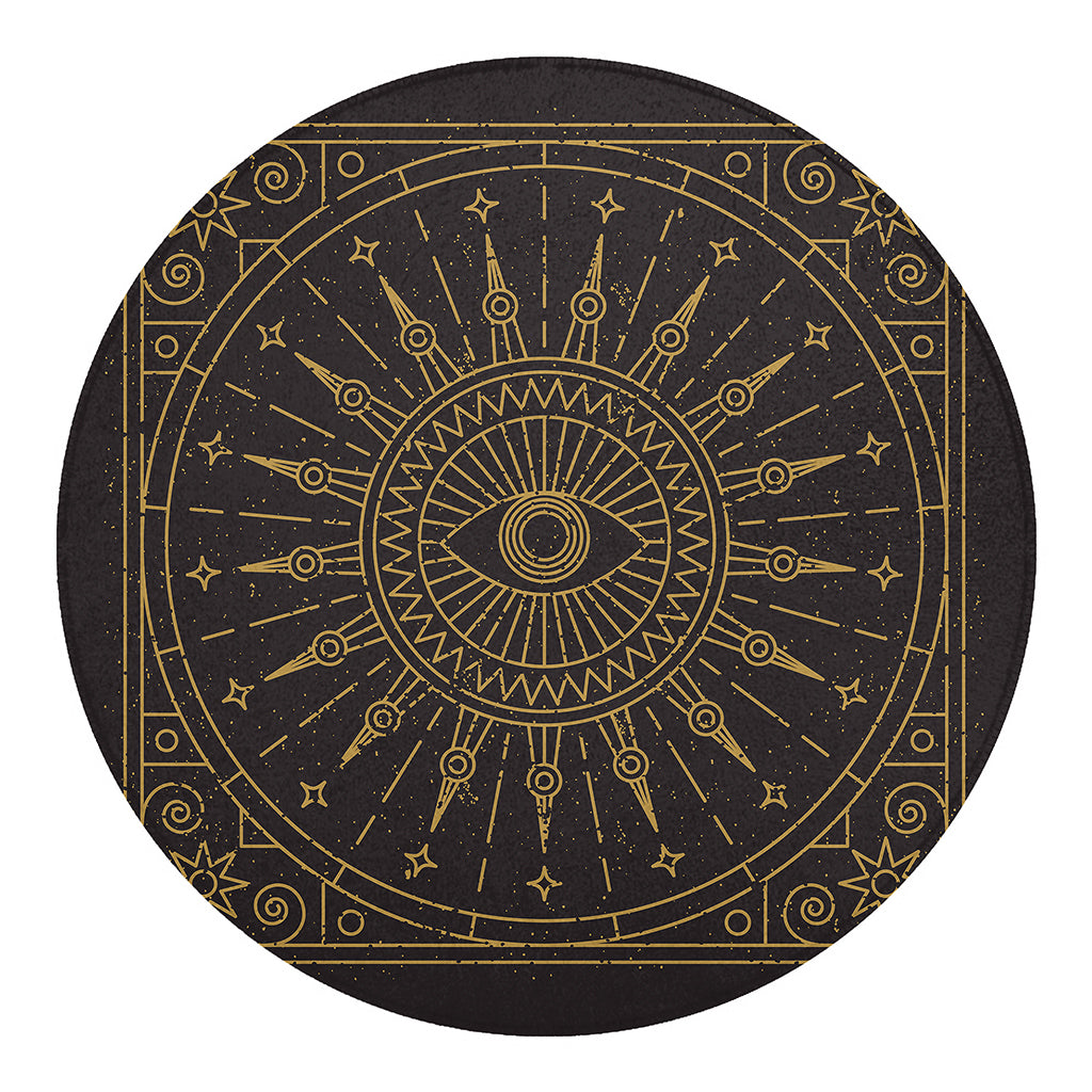 Sun All Seeing Eye Print Round Blanket
