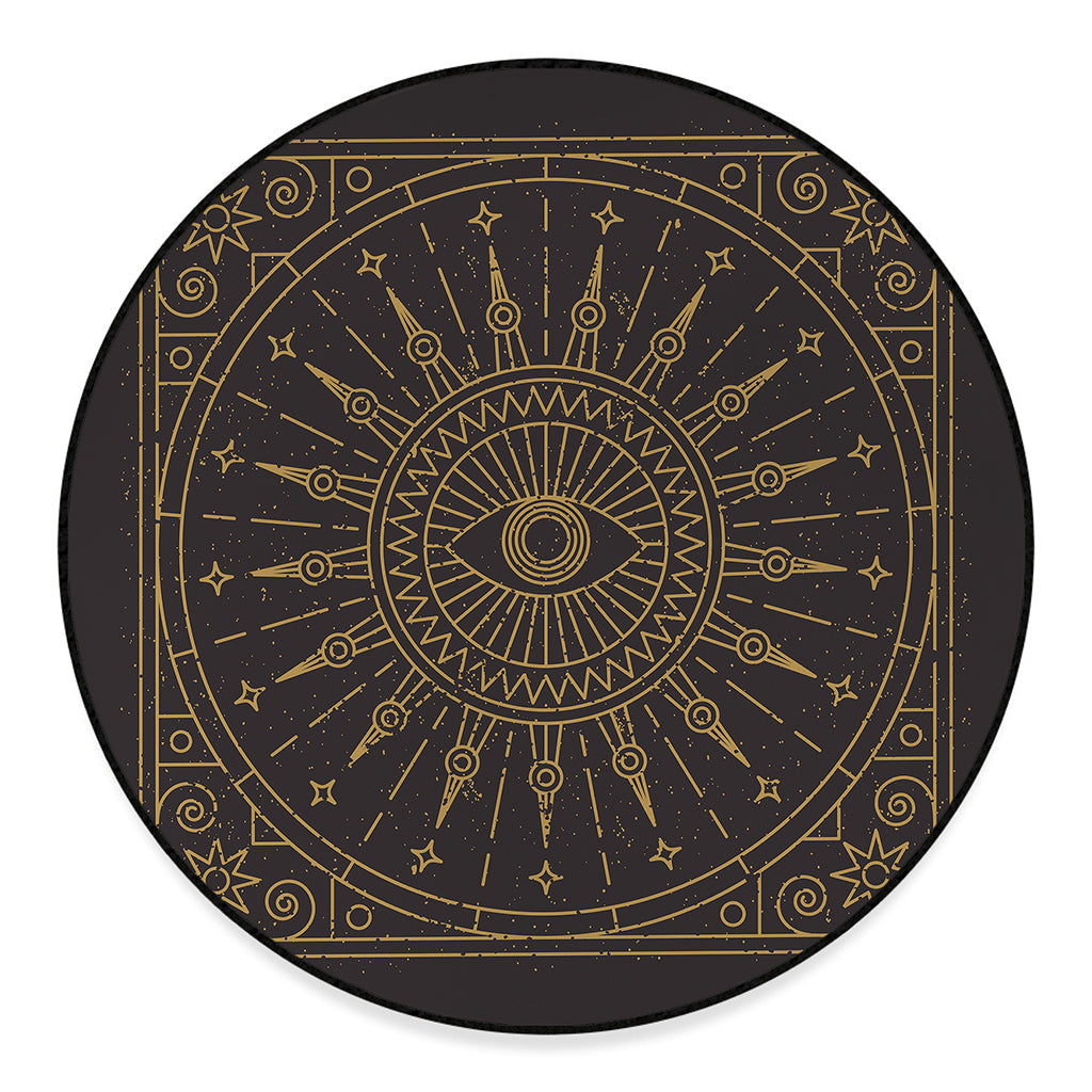 Sun All Seeing Eye Print Round Floor Mat