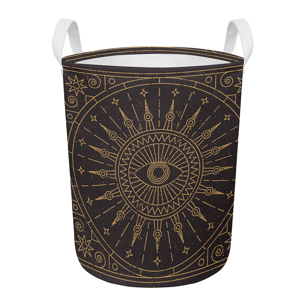 Sun All Seeing Eye Print Round Laundry Basket