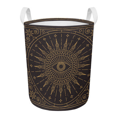 Sun All Seeing Eye Print Round Laundry Basket