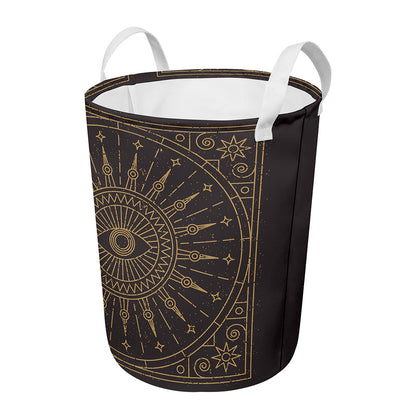 Sun All Seeing Eye Print Round Laundry Basket