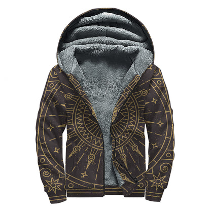 Sun All Seeing Eye Print Sherpa Lined Zip Up Hoodie