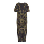 Sun All Seeing Eye Print Short Sleeve Long Nightdress