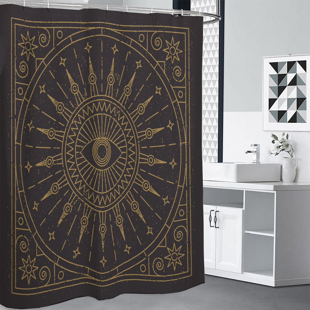 Sun All Seeing Eye Print Shower Curtain