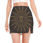 Sun All Seeing Eye Print Side Slit Mini Skirt