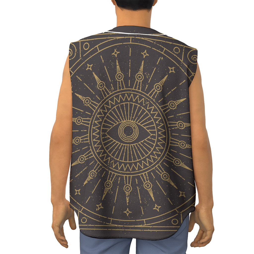 Sun All Seeing Eye Print Sleeveless Baseball Jersey