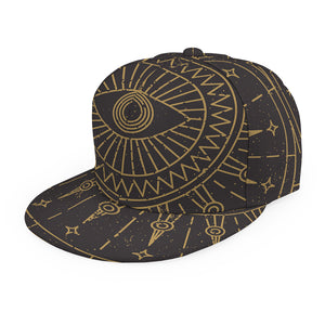 Sun All Seeing Eye Print Snapback Cap