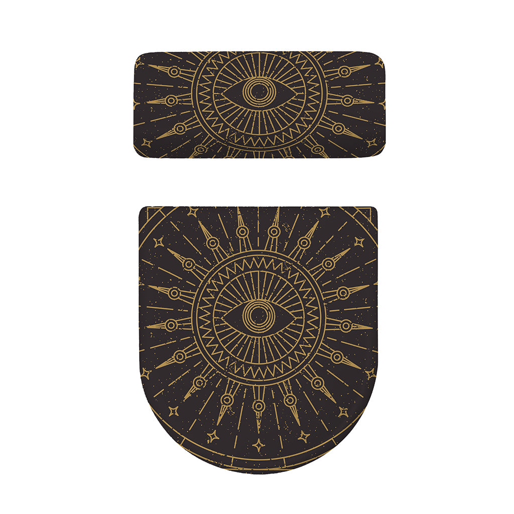 Sun All Seeing Eye Print Toilet Lid And Tank Cover Set