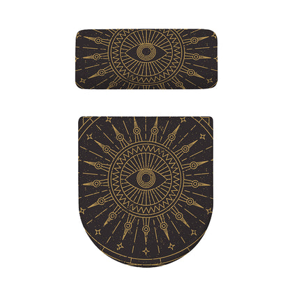 Sun All Seeing Eye Print Toilet Lid And Tank Cover Set