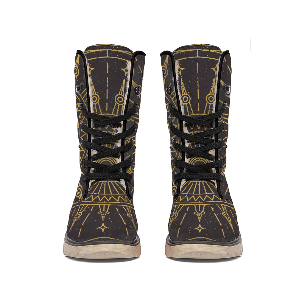 Sun All Seeing Eye Print Winter Boots