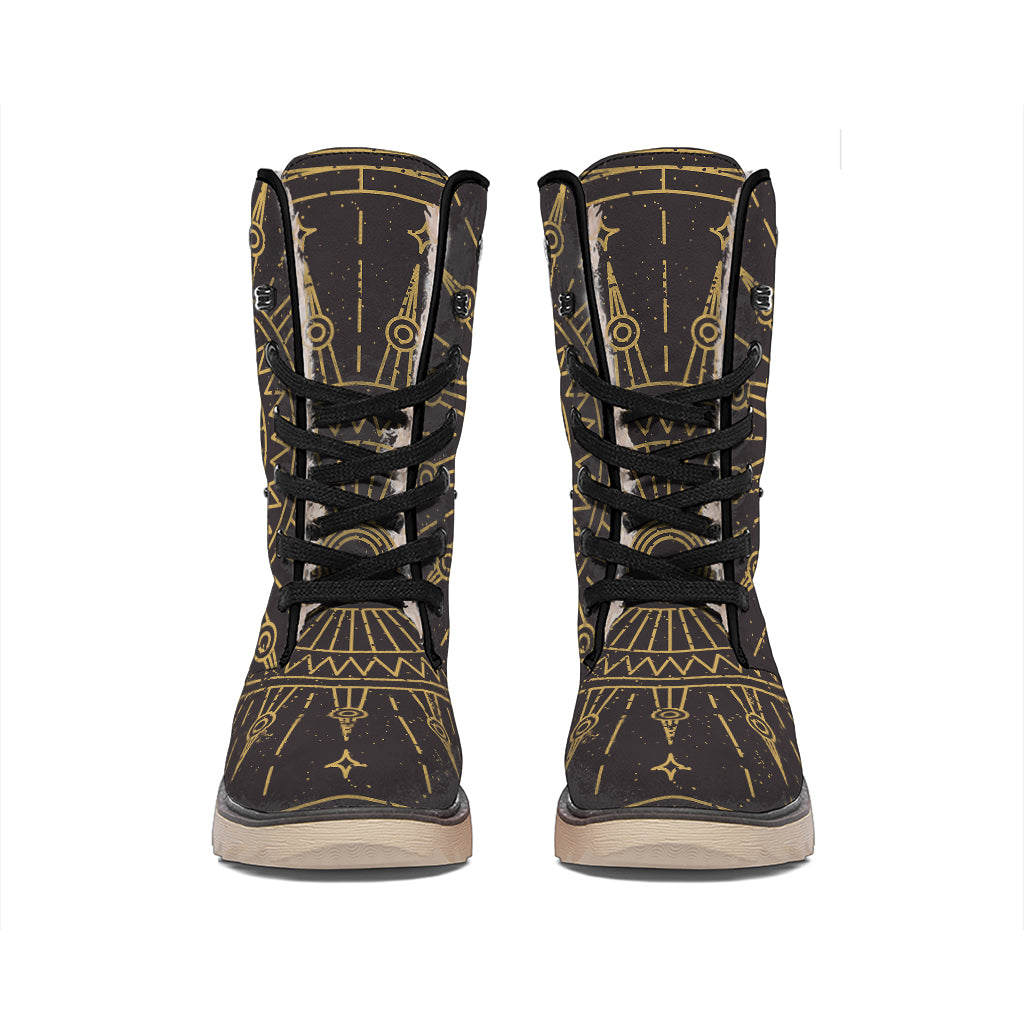 Sun All Seeing Eye Print Winter Boots