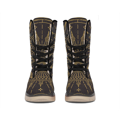 Sun All Seeing Eye Print Winter Boots