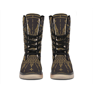 Sun All Seeing Eye Print Winter Boots