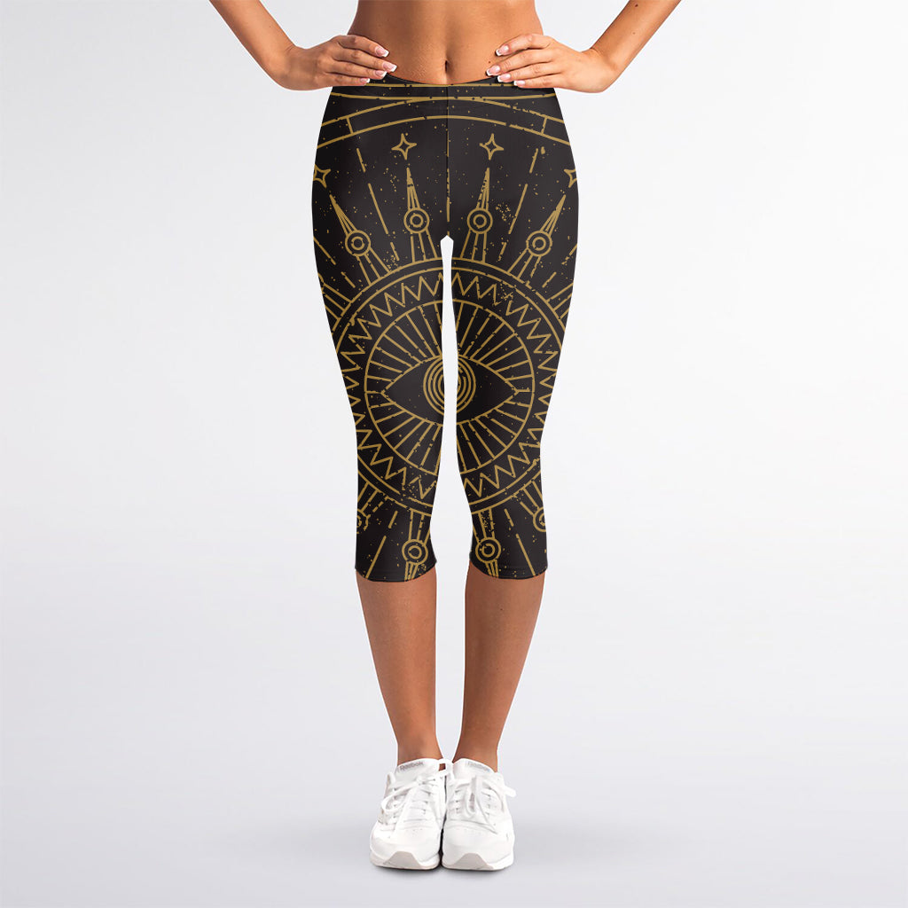 Sun All Seeing Eye Print Women's Capri Leggings