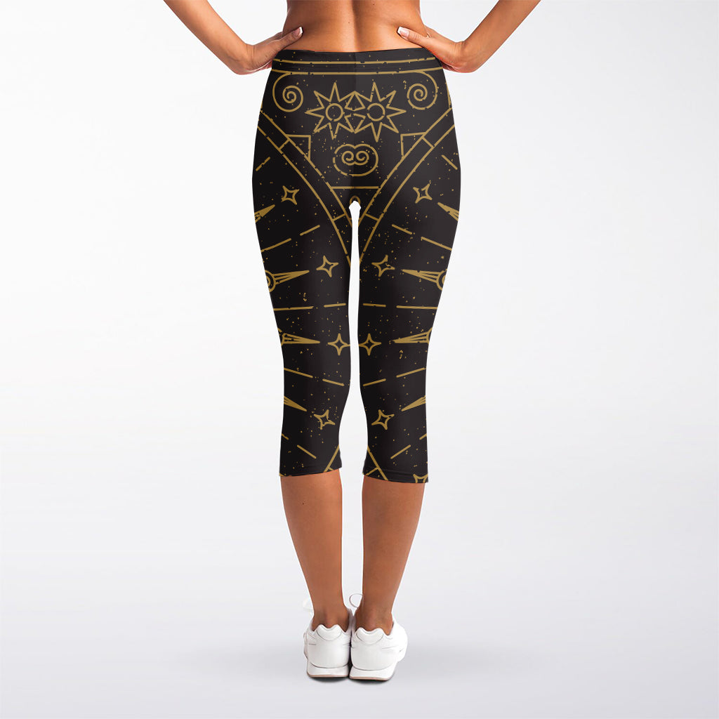 Sun All Seeing Eye Print Women's Capri Leggings