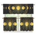 Sun And Moon Phase Print 3 Piece Kitchen Curtains