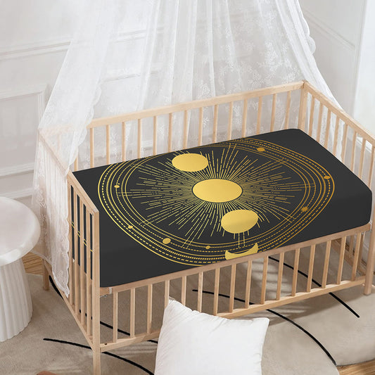 Sun And Moon Phase Print Baby Crib Sheet