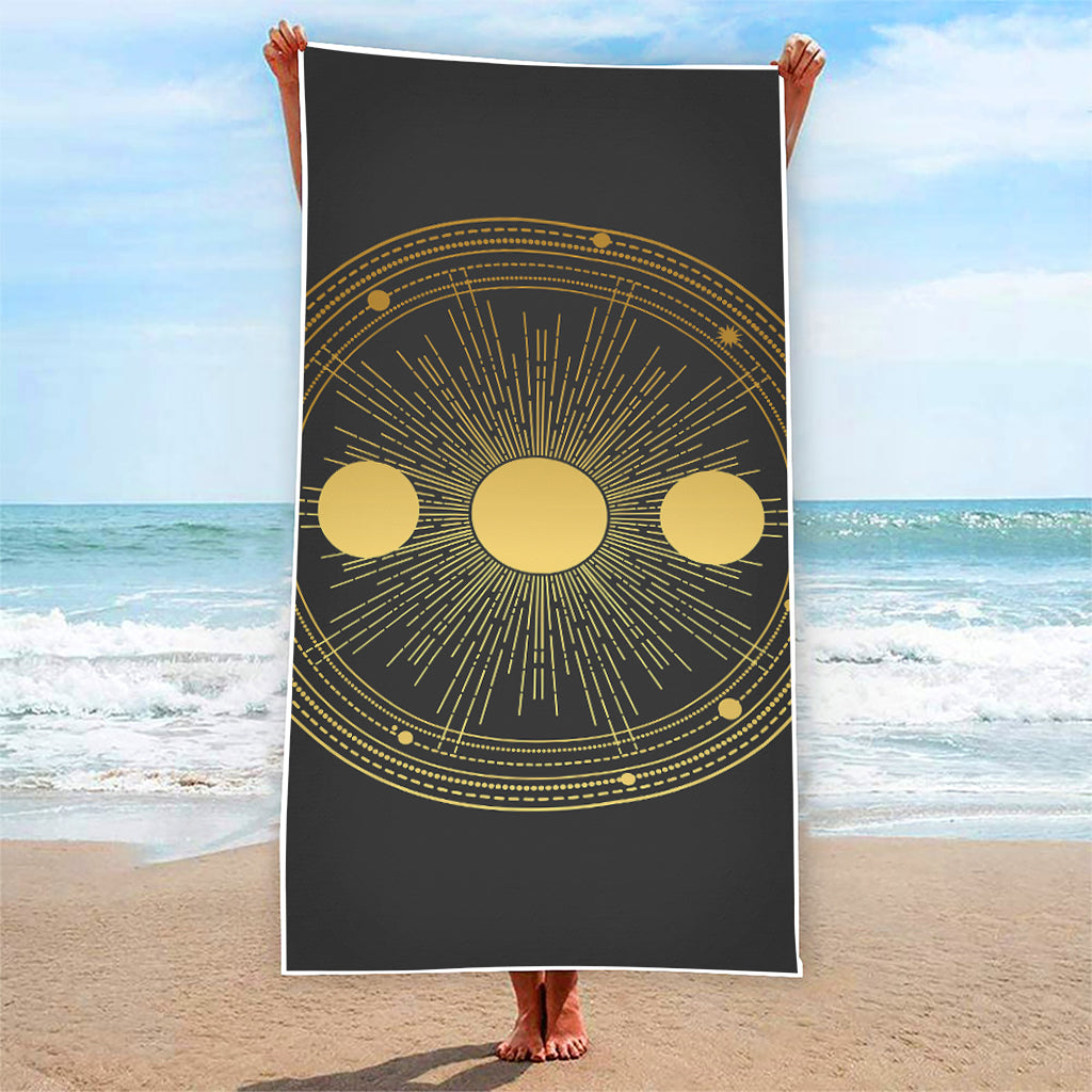 Sun And Moon Phase Print Beach Towel