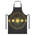 Sun And Moon Phase Print Bib Apron With Pocket