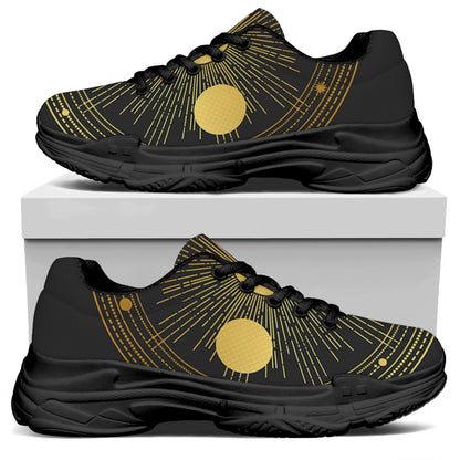 Sun And Moon Phase Print Black Chunky Shoes